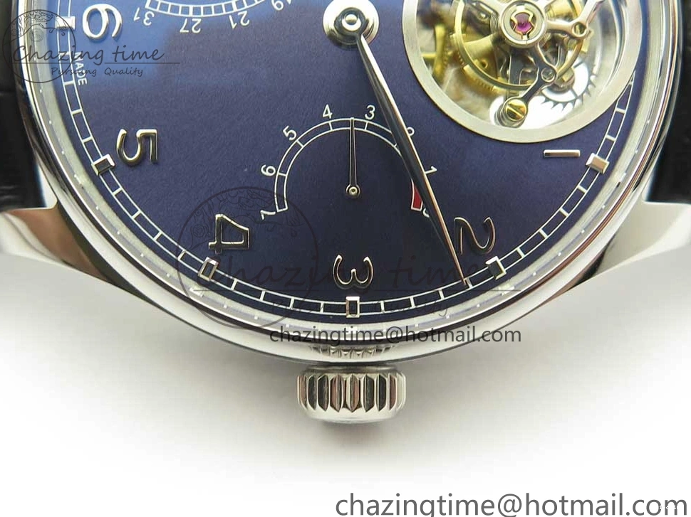 MIROTIME 0227 Sporty Portuguese Tourbillon IW504602 SS ZF Best Edition Blue Dial on Black Leather Strap 7175